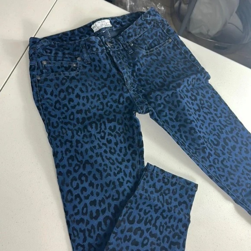 Free People leopard print blue and black pants